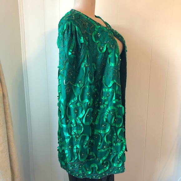 Vintage Green Beaded Blazer - Picture 2 of 10